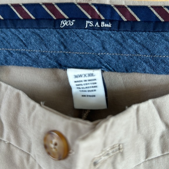 Jos A Bank slim fit khakis in 98% cotton, 2% elastane. 30” inseam - Picture 2 of 2